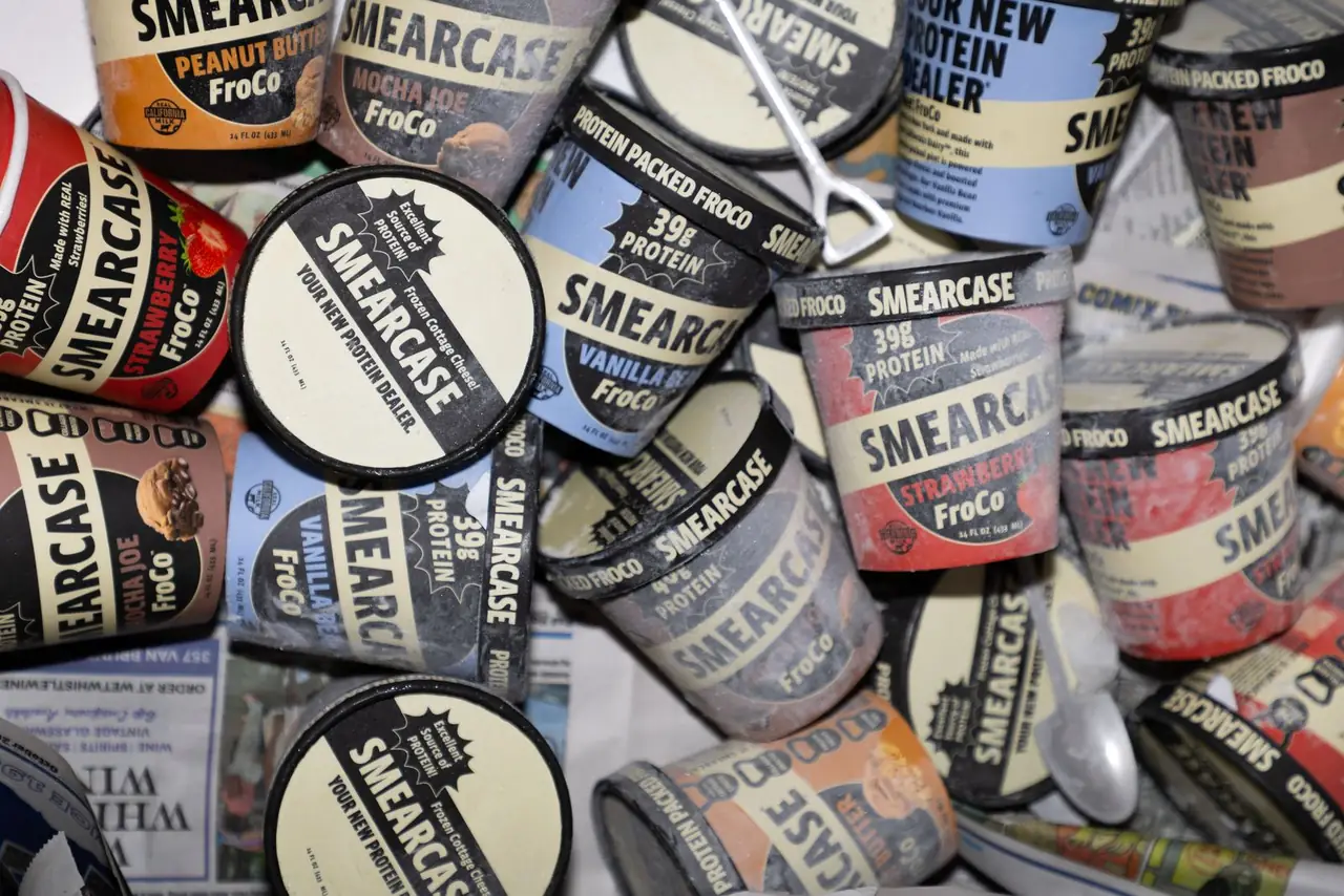 A pile of Smearcase FroCo pints